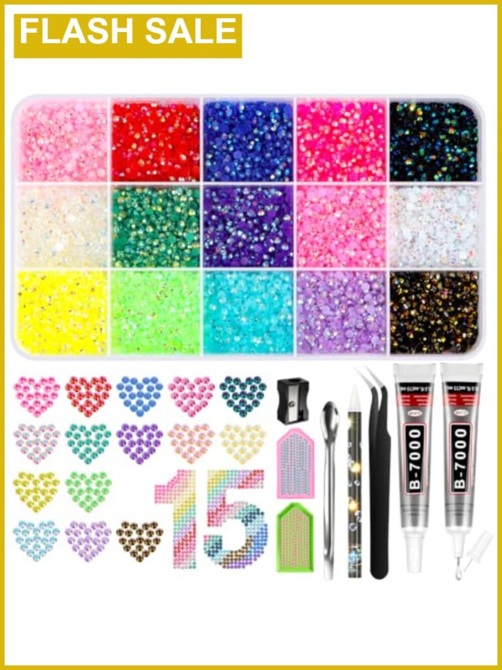 16000 Resin Rhinestones Bedazzling Kit with B7000 Glue and Tools
